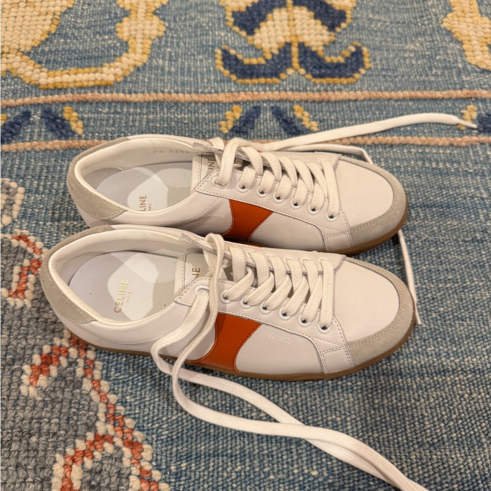 Celine White and Orange Sneakers
